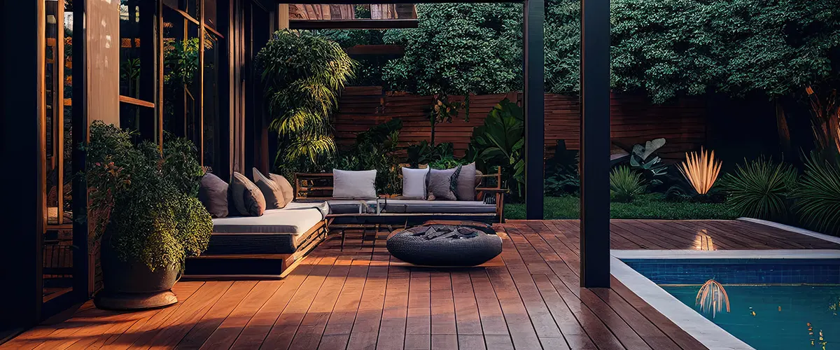 modern deck with asian influences